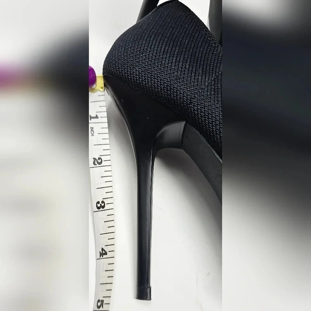 Fasion Nova Bentley Knit Fabric Stilletos Size 10 Black - Picture 9 of 11